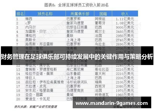 财务管理在足球俱乐部可持续发展中的关键作用与策略分析 财务管理在足球俱乐部可持续发展中的关键作用与策略分析